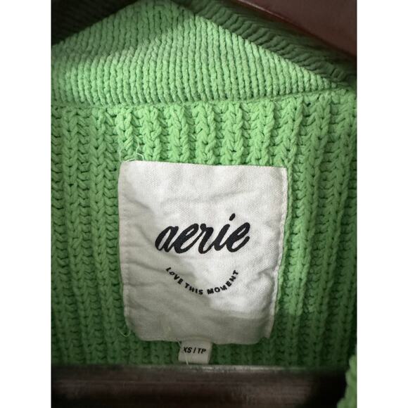 Aerie Beyond Chenille Green Mockneck Knit Sweater Fresh Green Size XS - Picture 4 of 8